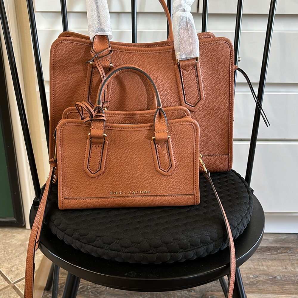 Marc Jacobs Caramel Brown Pebbled Leather Satchel Duo